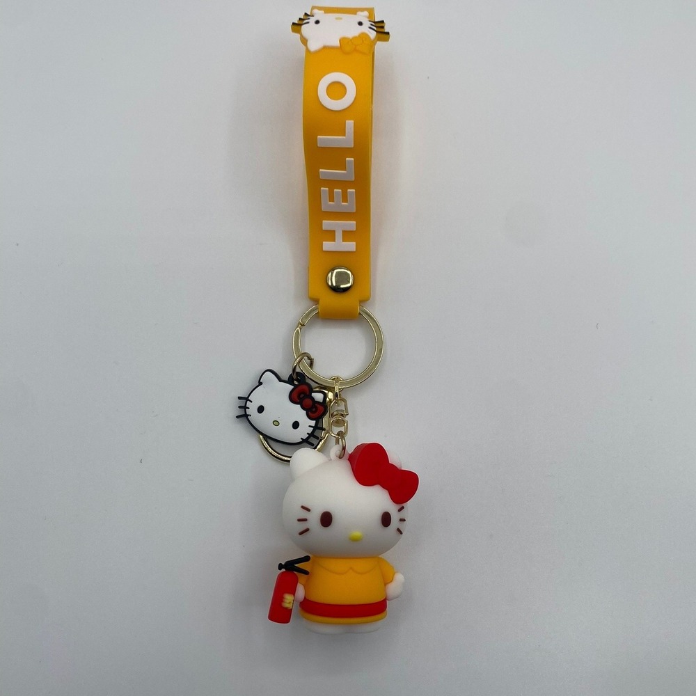 Sanrio Hello Kitty 3D Keychain Yellow Dress Lantern Wristlet Strap 0305